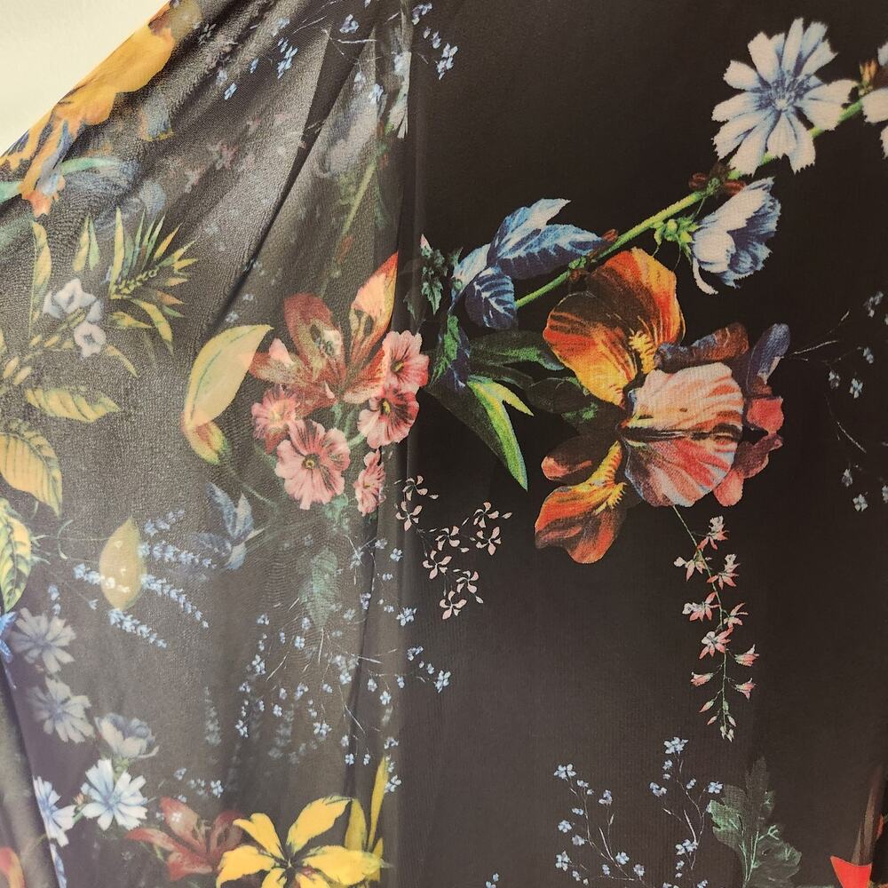 IEENA for MAC DUGGAL NWT Pleated Floral A-Line Black Gown, Size 10 - Picture 8 of 14